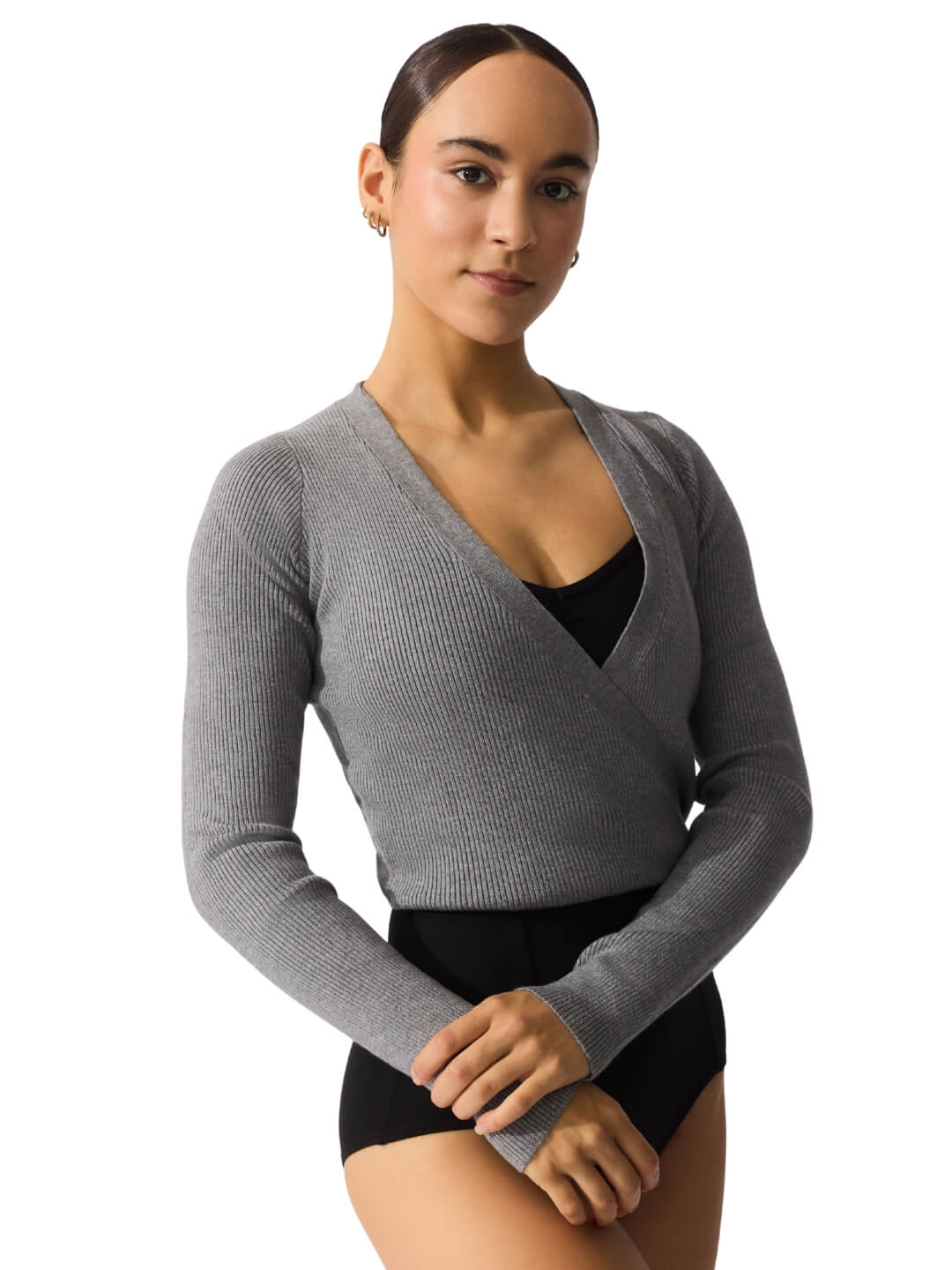 Ribbed Knit Wrap Sweater - Image 6