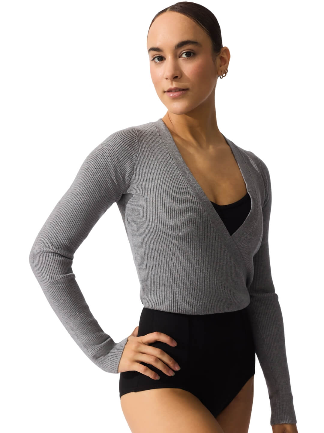 Ribbed Knit Wrap Sweater - Image 7