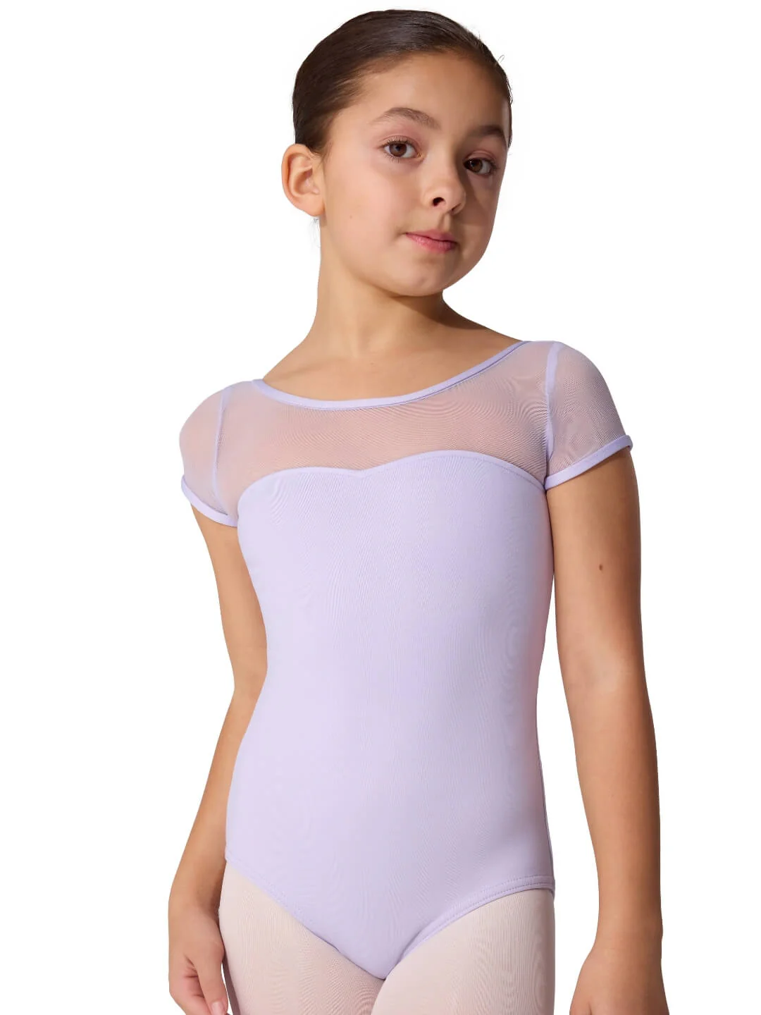 Studio Collection Mesh Yoke Short Sleeve Leotard - Girls - Image 14