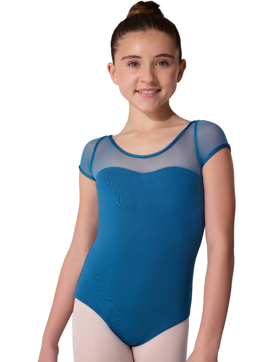 Studio Collection Mesh Yoke Short Sleeve Leotard - Girls - Image 15
