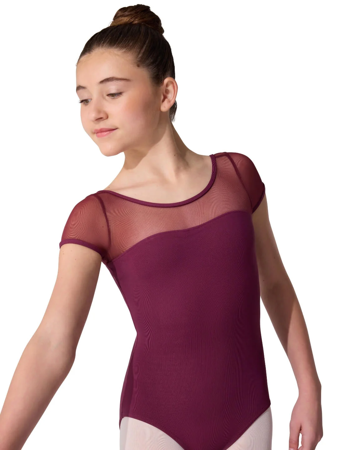 Studio Collection Mesh Yoke Short Sleeve Leotard - Girls - Image 19