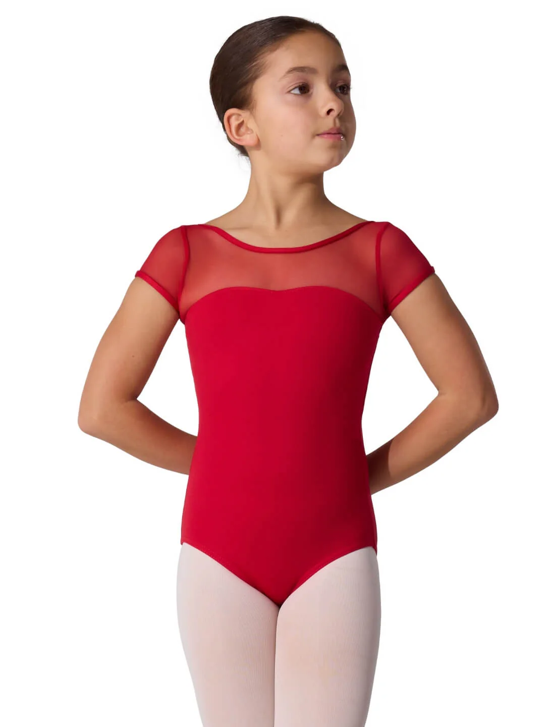 Studio Collection Mesh Yoke Short Sleeve Leotard - Girls - Image 30